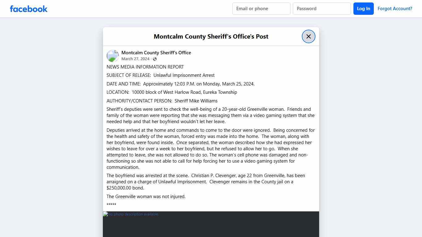 NEWS MEDIA INFORMATION... - Montcalm County Sheriff's Office Facebook